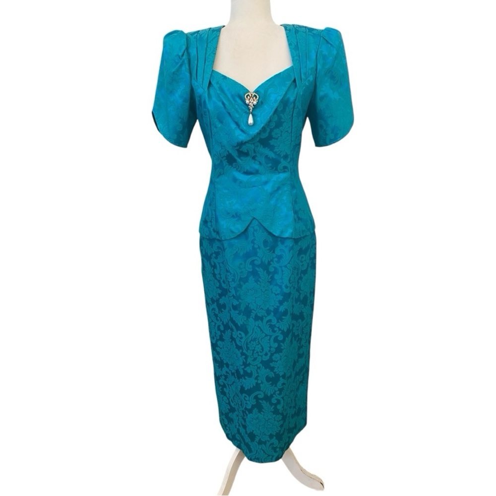 Scott McClintock Womens 1980s vintage Teal Formal Dress